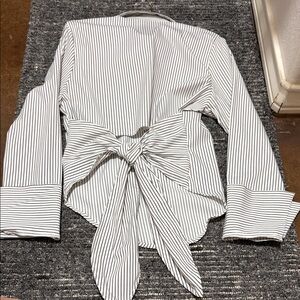 BUCKETLIST White Button-Down Shirt with Black Pinstripes